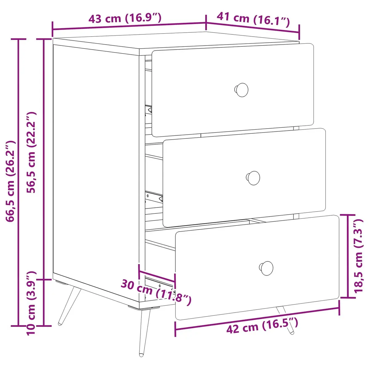 Bedside Cabinet White Modern Bedroom Nightstand Storage Drawer Engineered Wood