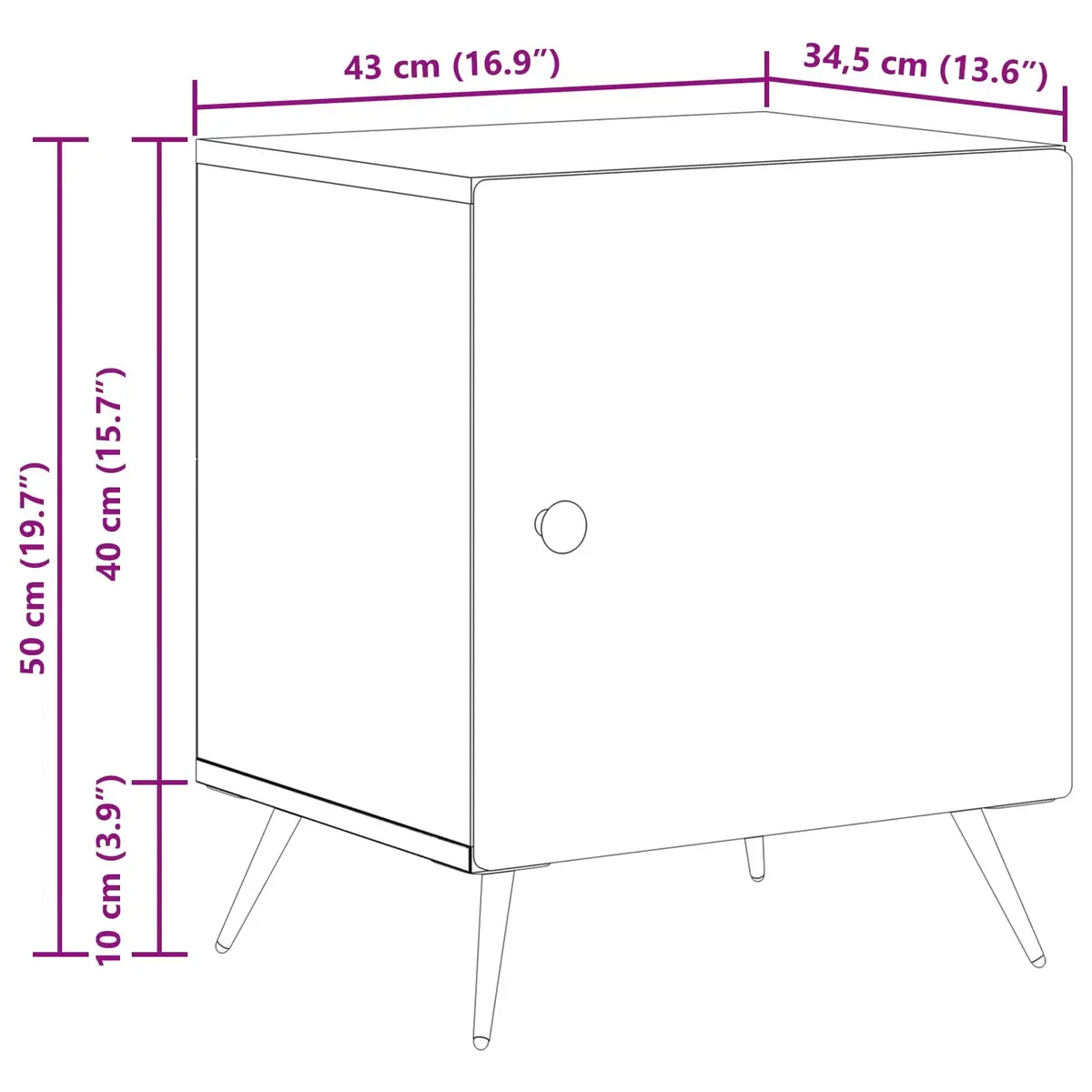 Bedside Cabinet Engineered Wood 43x34.5x50cm White Modern Nightstand Storage
