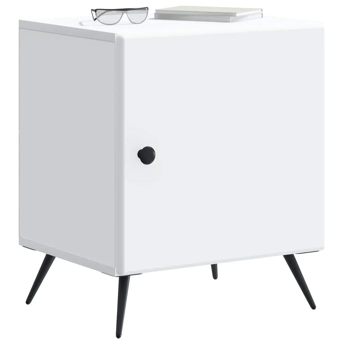 Bedside Cabinet Engineered Wood 43x34.5x50cm White Modern Nightstand Storage