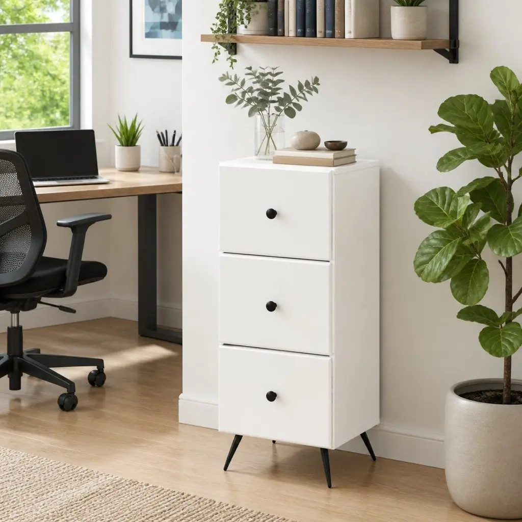 Storage Cabinet Engineered Wood 33 x 34.5 x 90 cm White Adjustable Shelves Locking Mechanism