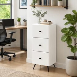 White Drawer Storage Cabinet 33 x 34.5 x 90 cm Engineered Wood Adjustable