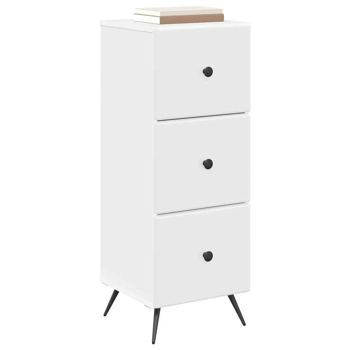 Storage Cabinet Engineered Wood 33 x 34.5 x 90 cm White Adjustable Shelves Locking Mechanism