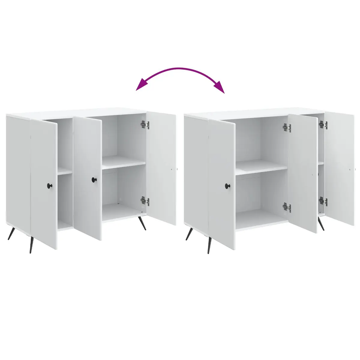 Engineered Wood Sideboard Storage Cabinet White 89cm x 34.5cm x 80cm Flexible for Living and Dining Room