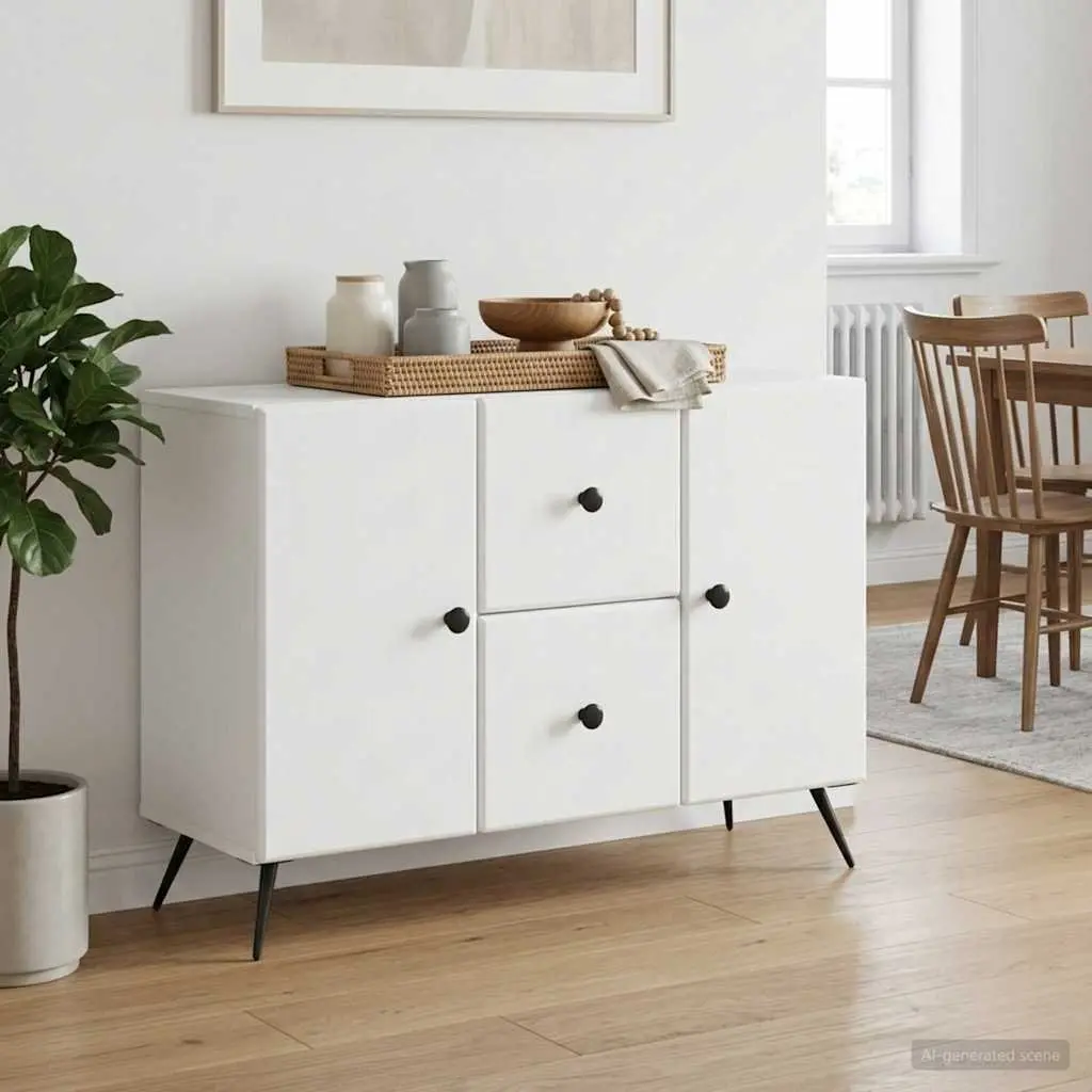 Sideboard Storage Cabinet Engineered Wood 89 x 34.5 x 60 cm White