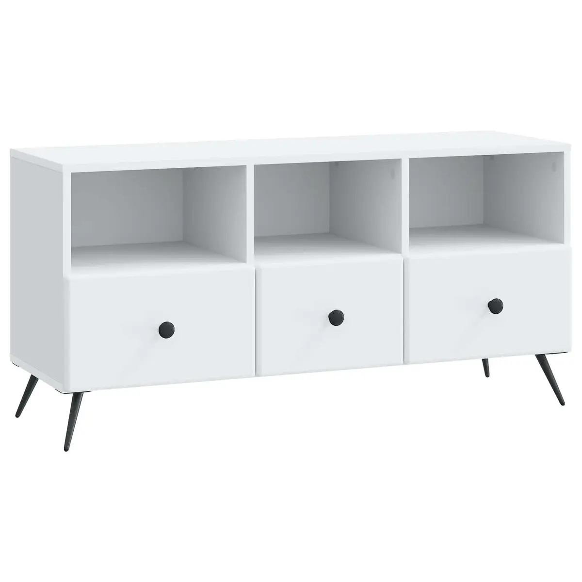 TV Cabinet Engineered Wood 102cm White Entertainment Unit with Storage Drawers Shelves