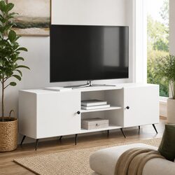 Practical White TV Cabinet for Media Storage and Display