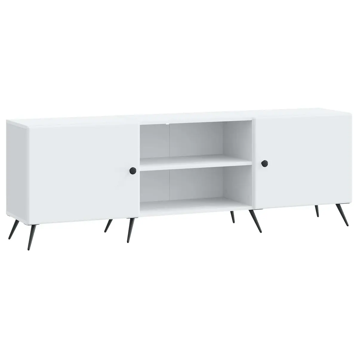 TV Cabinet Engineered Wood Metal Legs 150 x 31 x 50 cm White Vintage Lowboard Media Unit Storage