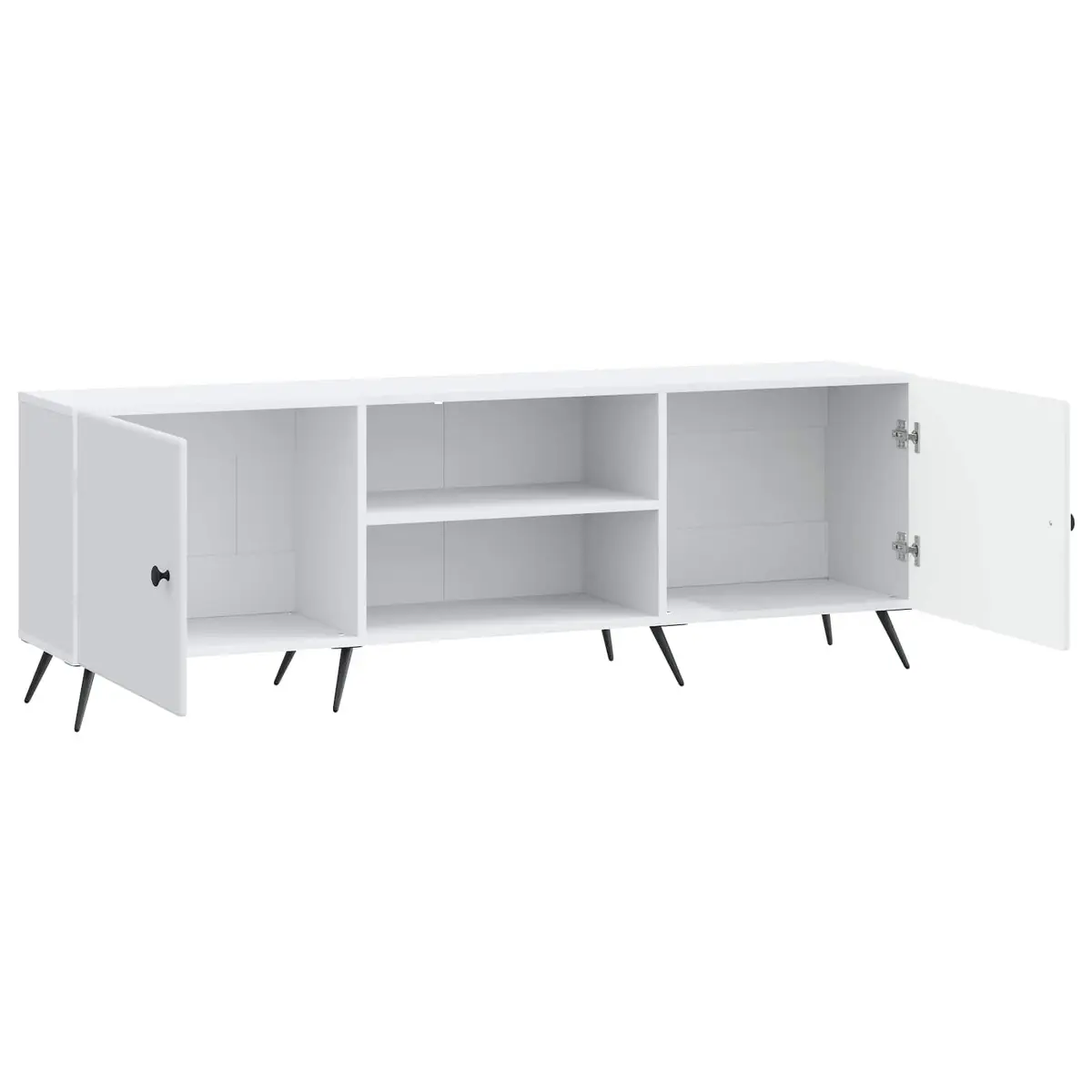 TV Cabinet Engineered Wood Metal Legs 150 x 31 x 50 cm White Vintage Lowboard Media Unit Storage