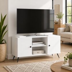 TV Cabinet White 102 x 34.5 x 50 cm Engineered Wood Entertainment Unit Storage