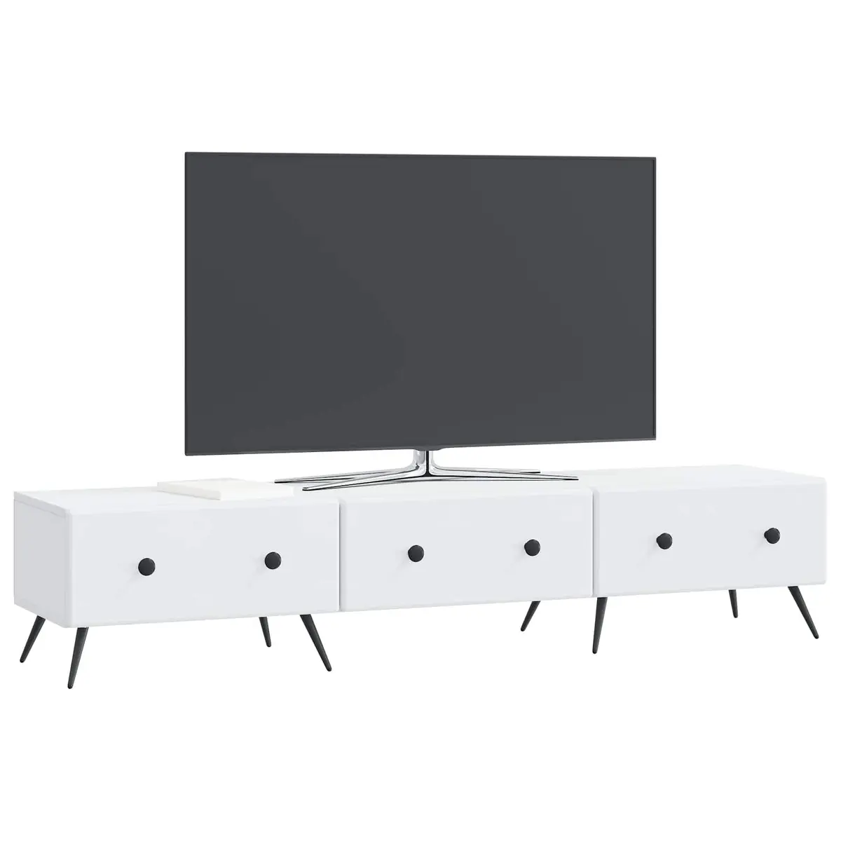 TV Cabinet Engineered Wood 147x34.5x30cm White Modern Entertainment Unit