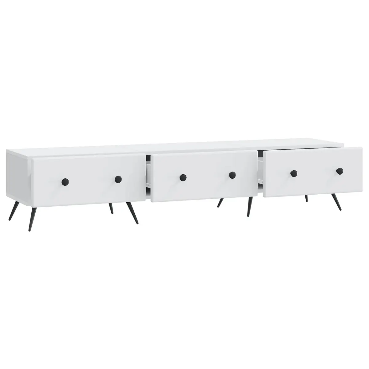 TV Cabinet Engineered Wood 147x34.5x30cm White Modern Entertainment Unit