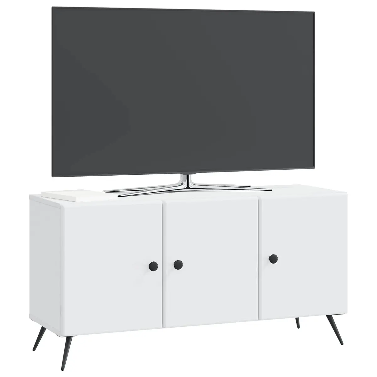 TV Cabinet White 99 x 34.5 x 50 cm Living Room Storage Entertainment Stand Unit