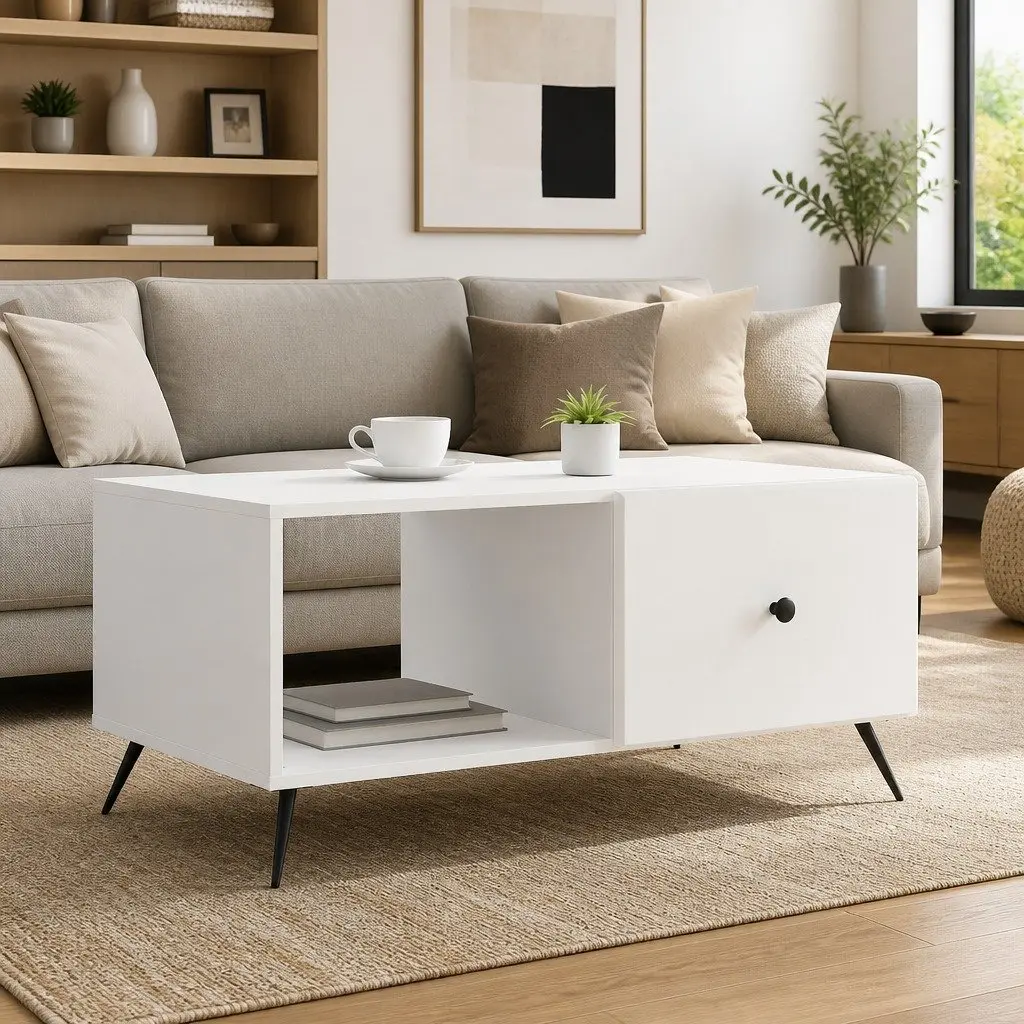 Coffee Table Engineered Wood Rectangular 90 x 50 x 40 cm White