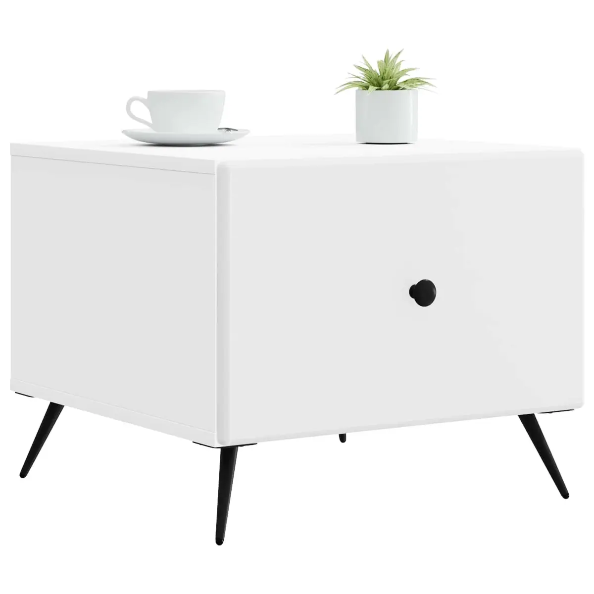 Coffee Table Engineered Wood Rectangular White with Drawer