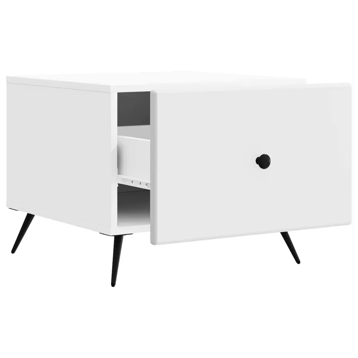 Coffee Table Engineered Wood Rectangular White with Drawer