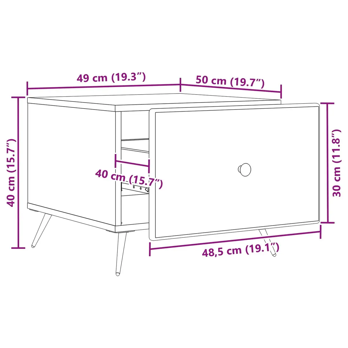 Coffee Table Engineered Wood Rectangular White with Drawer