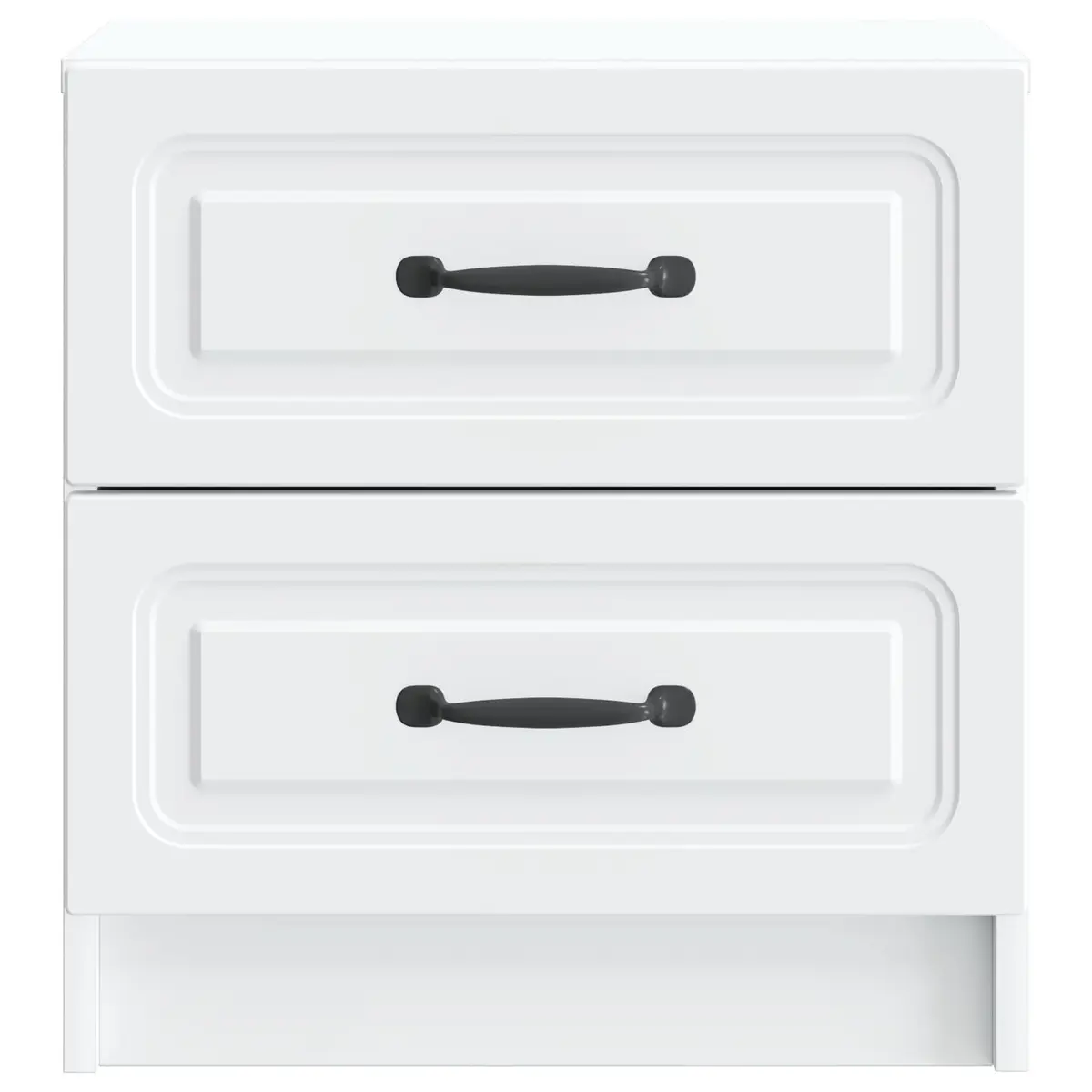 Bedside Cabinet White Vintage Design Engineered Wood Storage Nightstand Table