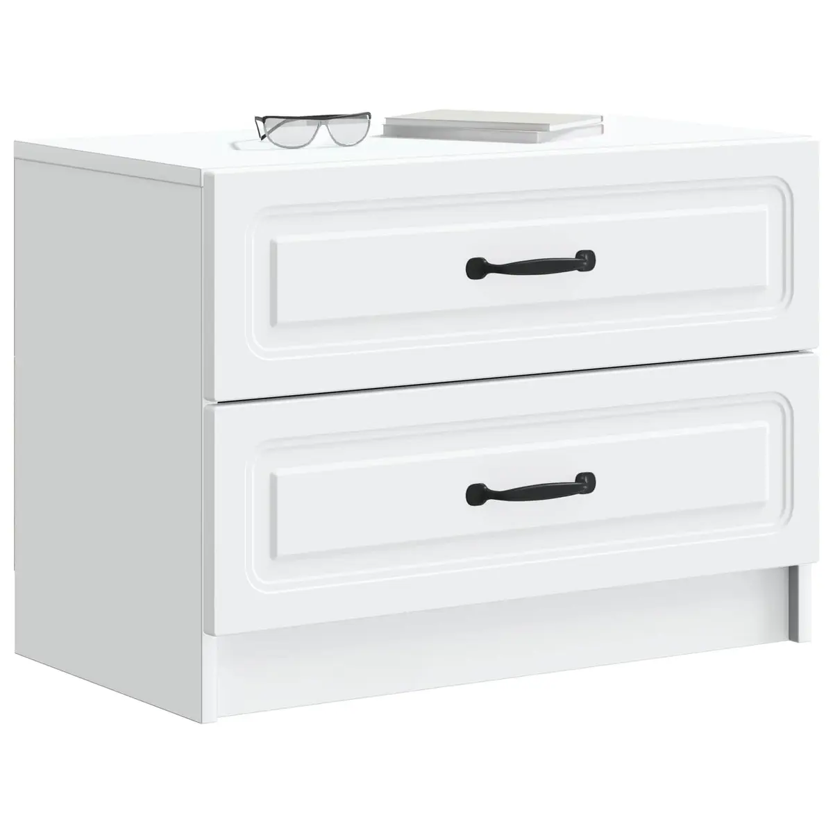 Bedside Cabinet Engineered Wood 62 x 34.5 x 44.5 cm White Modern Storage Drawer Table