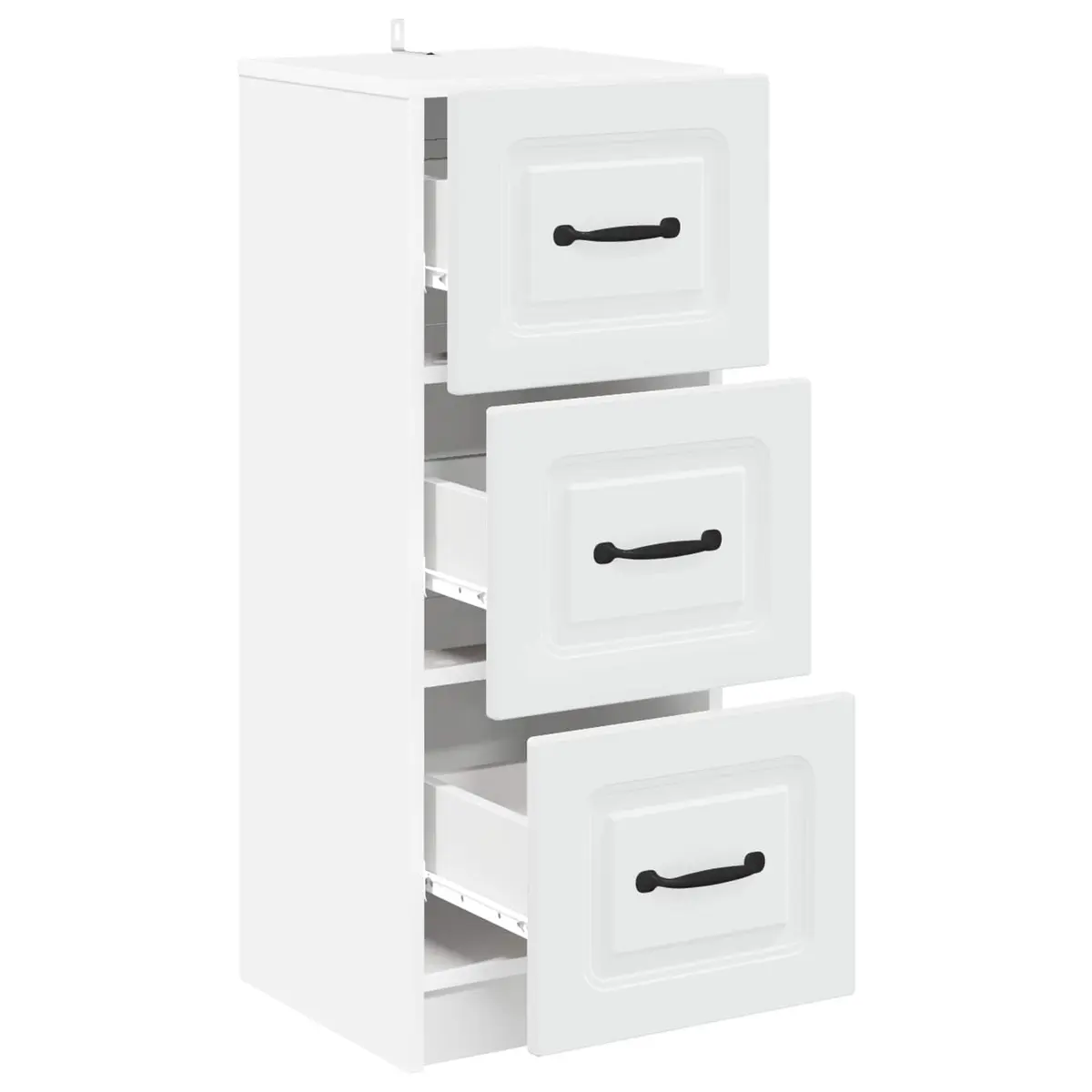 Drawer Cabinet Engineered Wood 33 x 34.5 x 87 cm White Modern Storage Unit