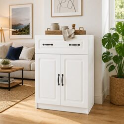 Practical White Sideboard for Organized Living and Dining Areas