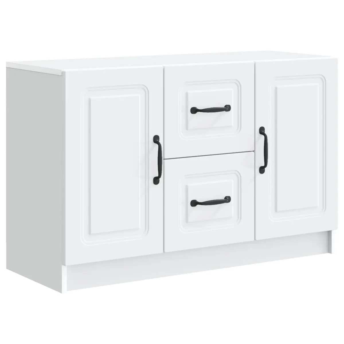 Sideboard Storage Cabinet Engineered Wood White Buffet Organizer with Multiple Shelves and Drawers for Dining Room and Lounge