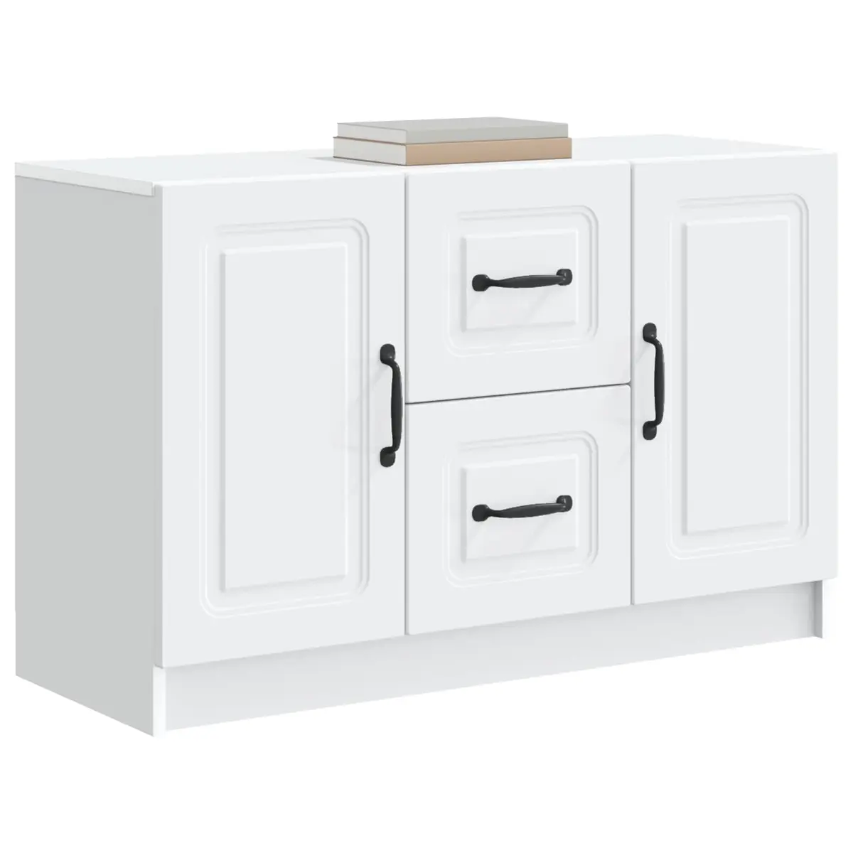 Sideboard Storage Cabinet Engineered Wood White Buffet Organizer with Multiple Shelves and Drawers for Dining Room and Lounge