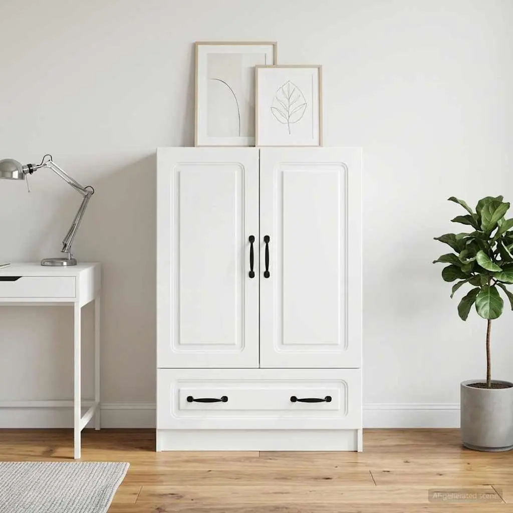 White Sideboard Storage Cabinet 66x34.5x92cm Engineered Wood Buffet Furniture