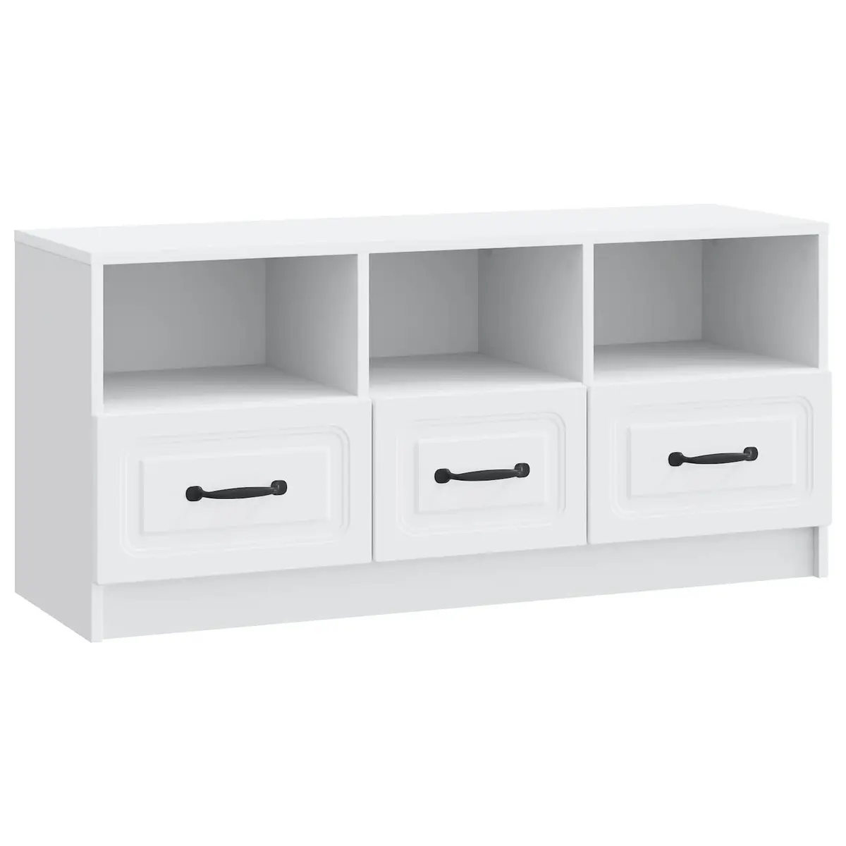 White TV Cabinet with Drawer Modern Living Room Storage Unit 102 x 34.5 x 47 cm