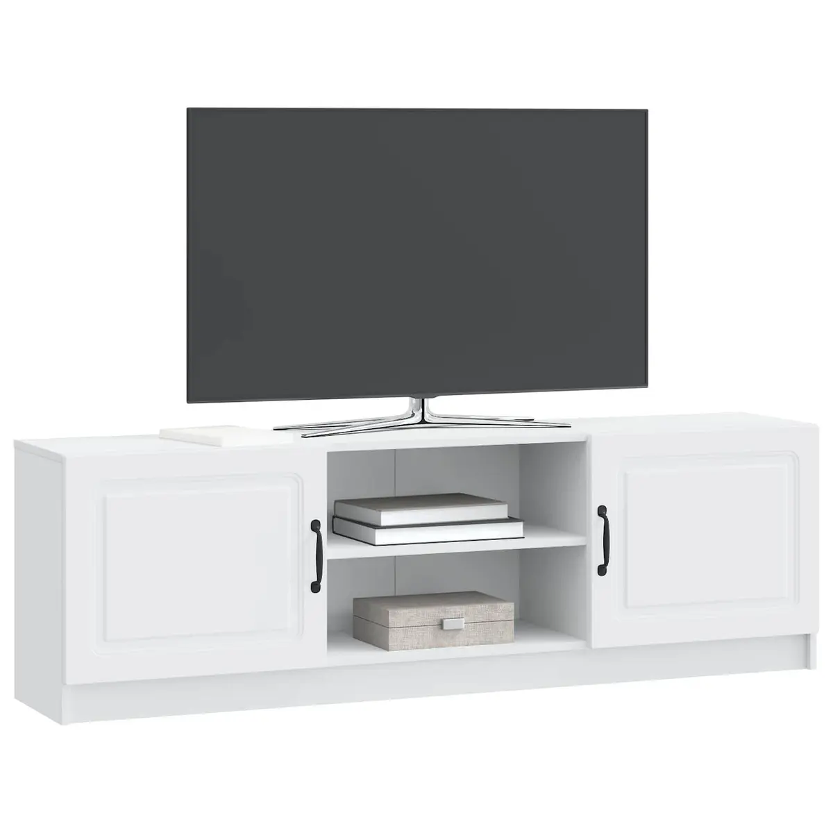 TV Cabinet Engineered Wood 150 x 31 x 47 cm White Living Room Media Storage Unit