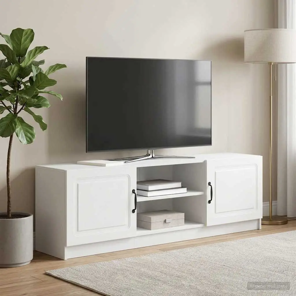 TV Cabinet Engineered Wood 150 x 31 x 47 cm White Living Room Media Storage Unit