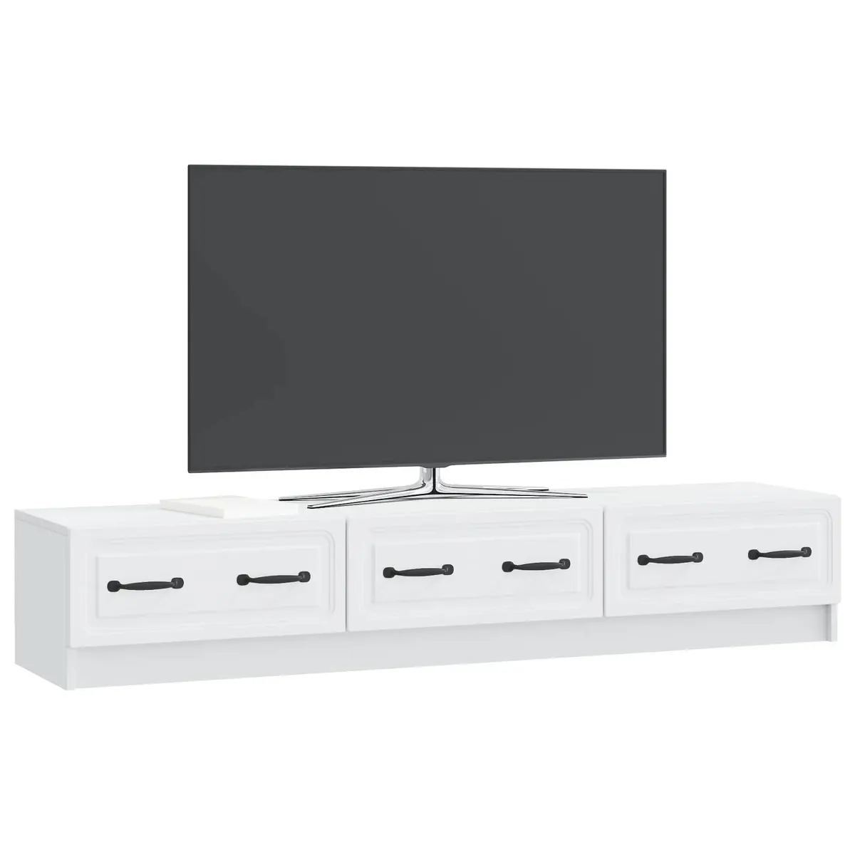 TV Cabinet Engineered Wood 147 x 34.5 x 27 cm White Modern Living Room Entertainment Unit
