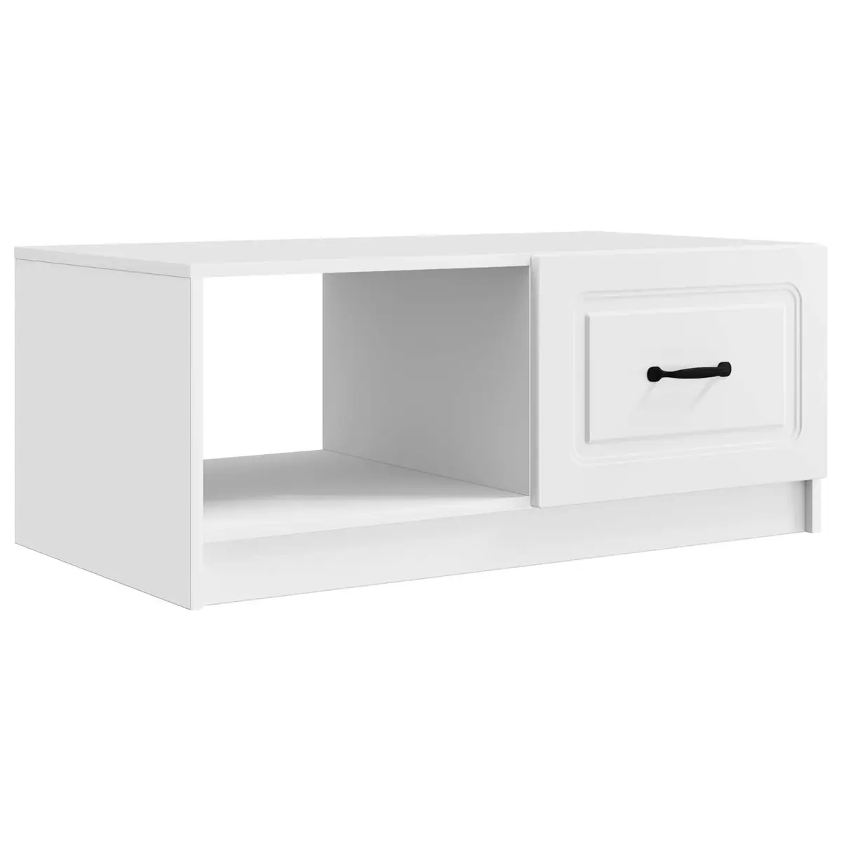 Coffee Table Engineered Wood 90 x 50 x 37 cm White Storage Accent Table with Swing Doors