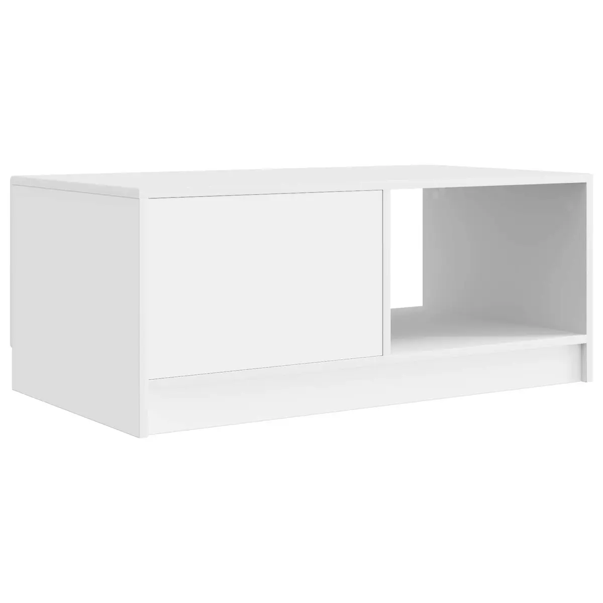 Coffee Table Engineered Wood 90 x 50 x 37 cm White Storage Accent Table with Swing Doors