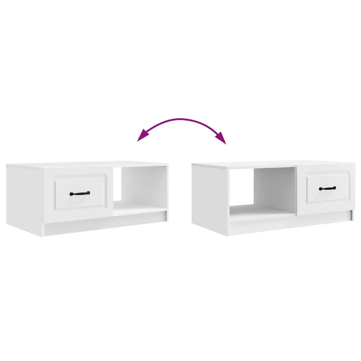 Coffee Table Engineered Wood 90 x 50 x 37 cm White Storage Accent Table with Swing Doors