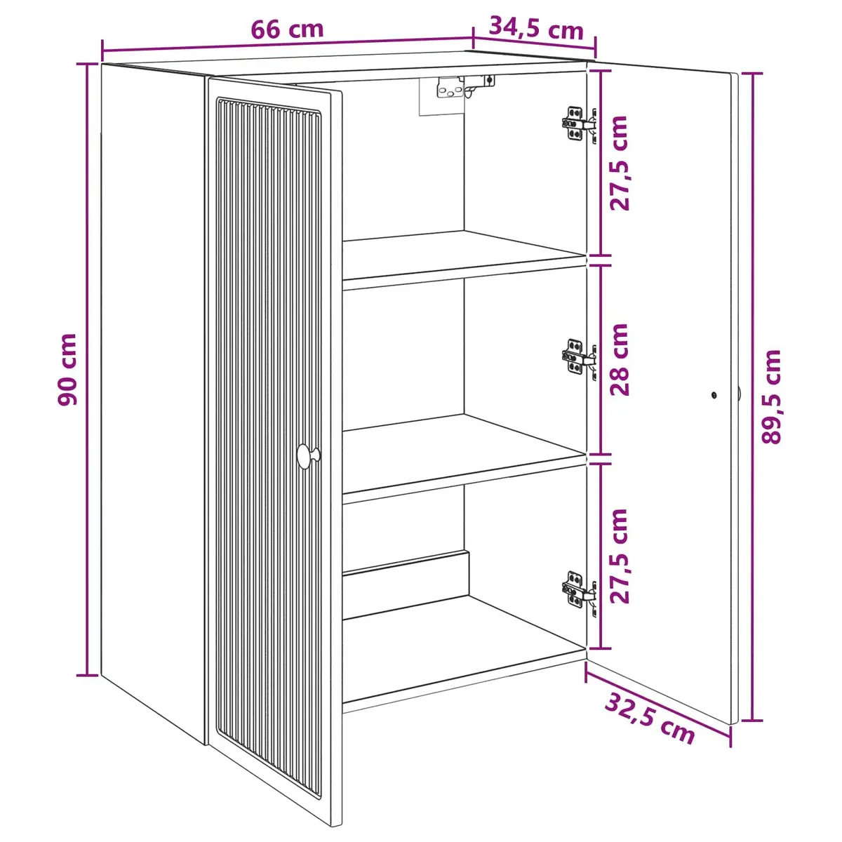Wall-Mounted Storage Cabinet Engineered Wood 66 x 34.5 x 90 cm White Vintage