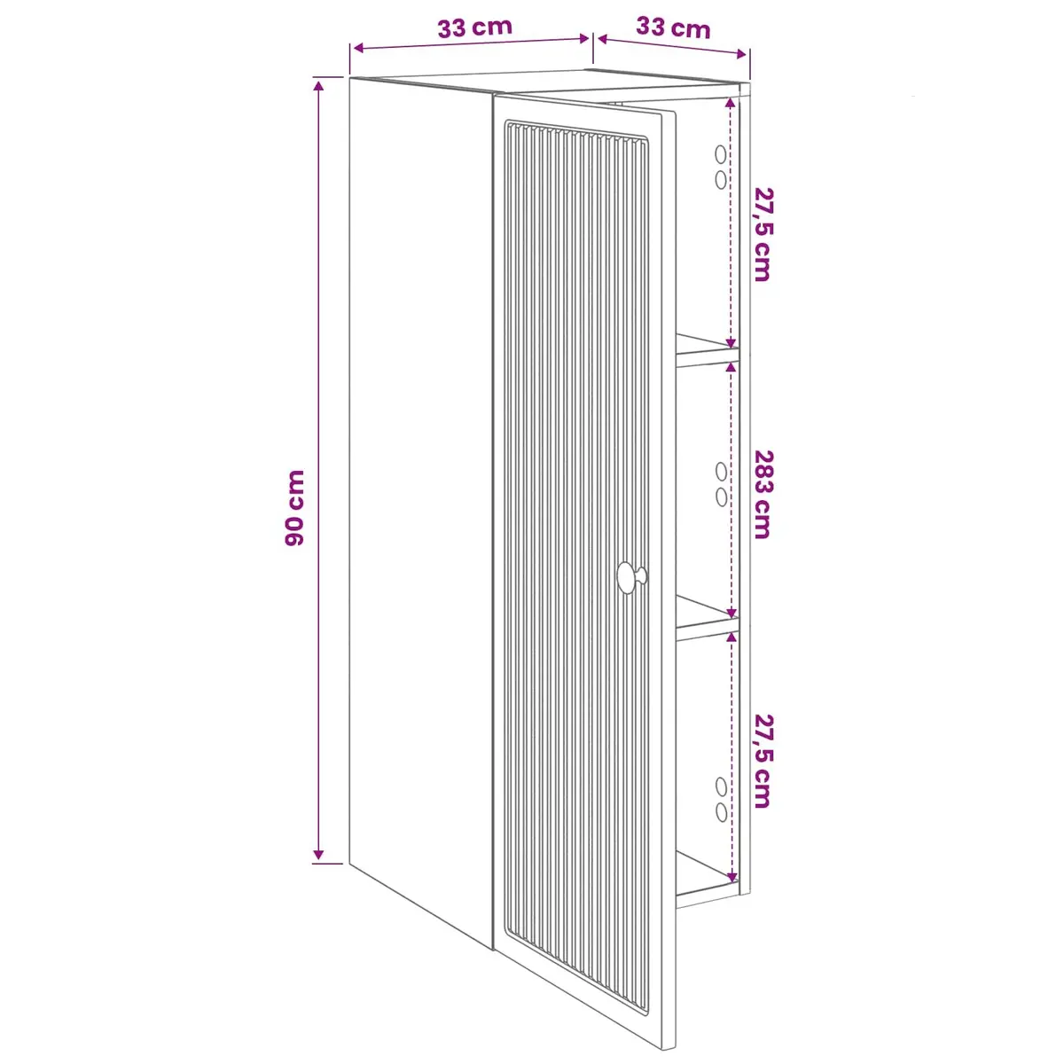 Wall-Mounted Cabinet Vintage Style Engineered Wood White Living Room Storage Unit 33x34.5x90cm