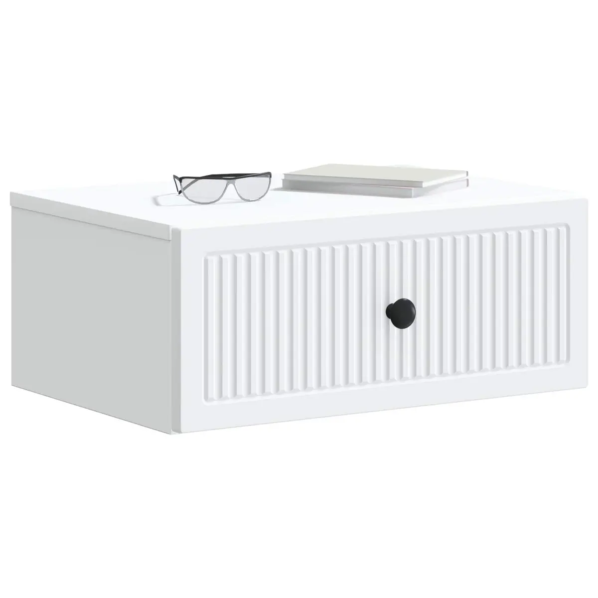 Bedside Table Vintage-Inspired Engineered Wood Storage White 49x34.5x20cm Nightstand