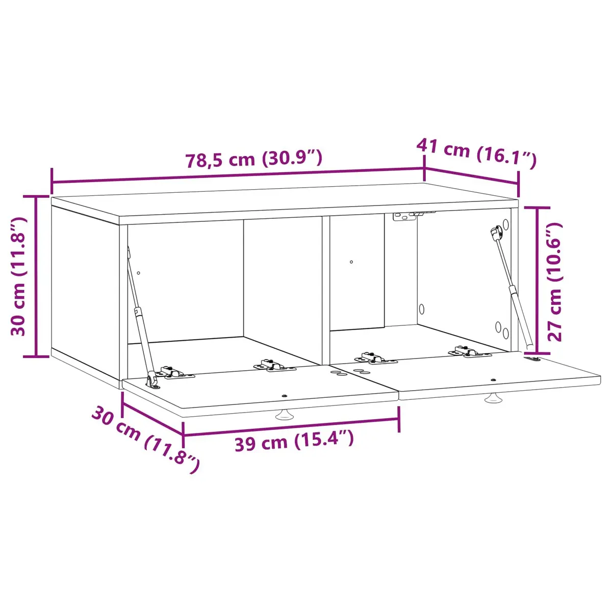 Wall-Mounted TV Cabinet Engineered Wood 78.5cm White Modern Living Room Storage