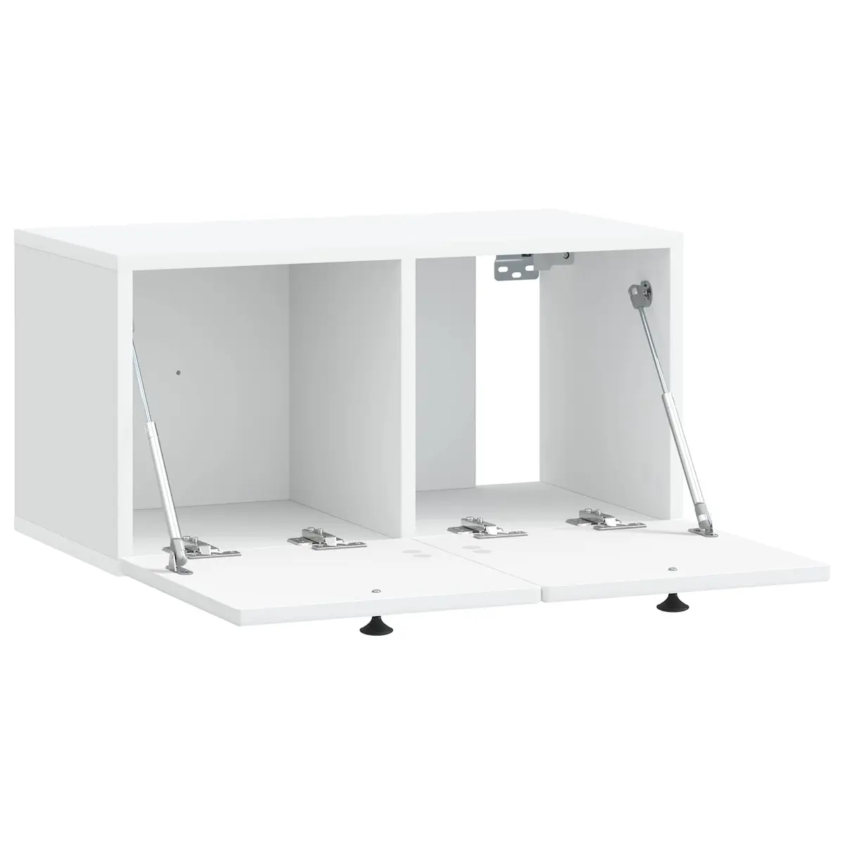 Wall Mounted Storage Unit Engineered Wood White 59.5 x 31 x 30 cm Swing Hinge Doors for Entertainment Equipment