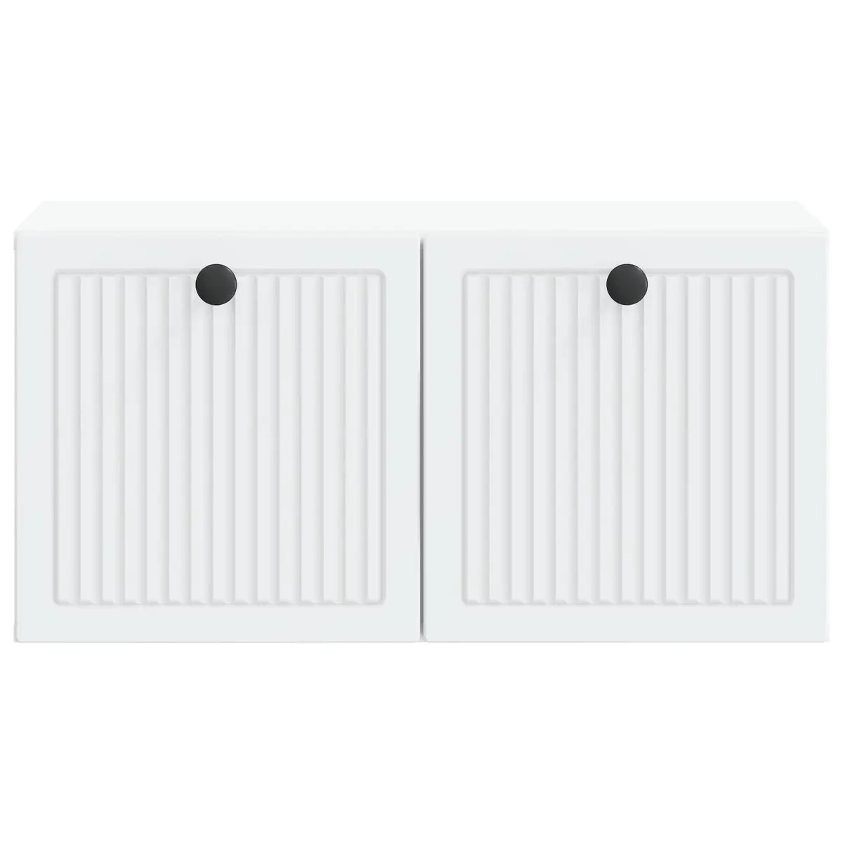 Wall Mounted Storage Unit Engineered Wood White 59.5 x 31 x 30 cm Swing Hinge Doors for Entertainment Equipment