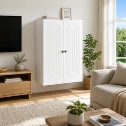 Wall-Mounted Storage Cabinet White 66x34.5x90cm Engineered Wood Hinged Door