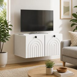 Practical Wall-Mounted White TV Cabinet for Any Room