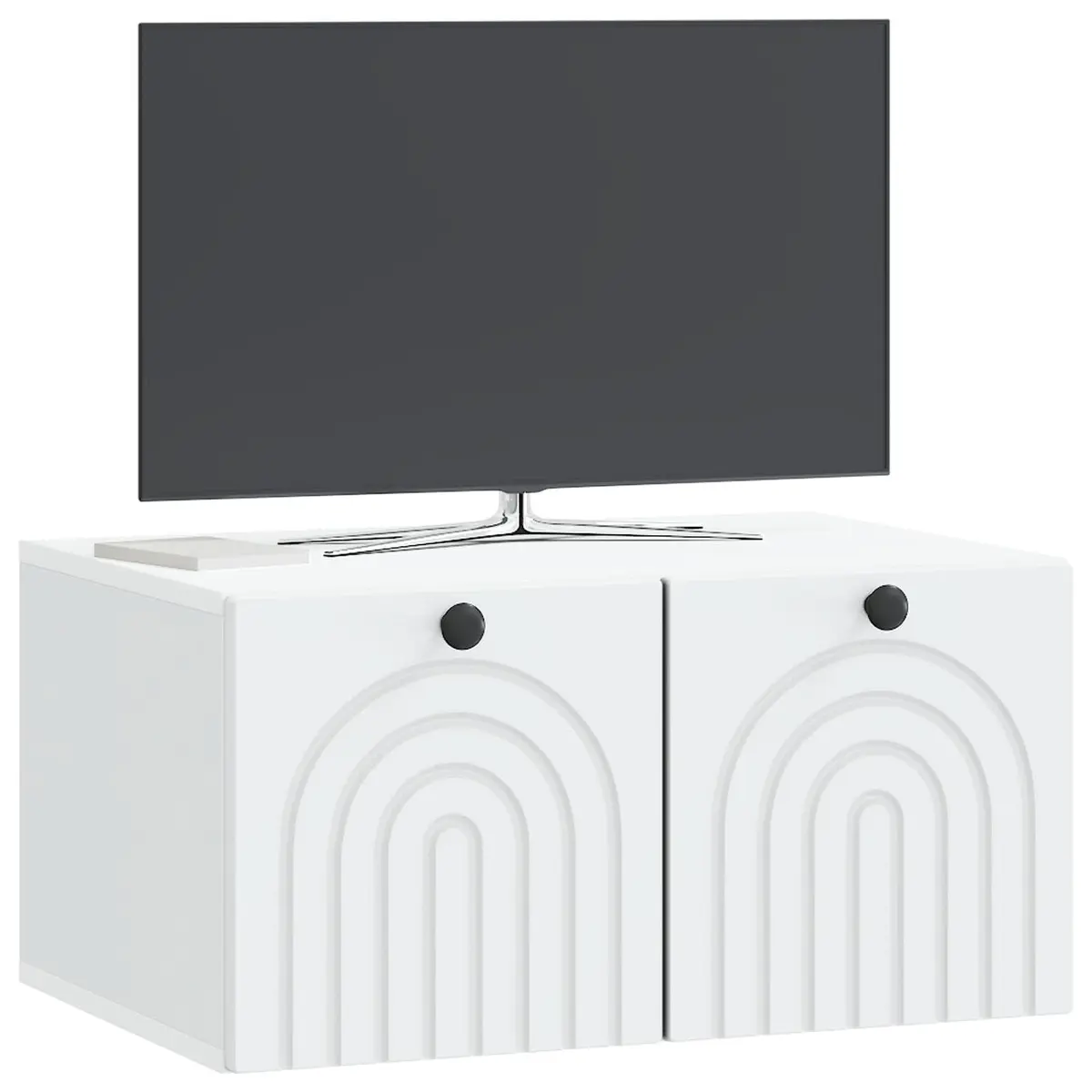 Wall-Mounted TV Cabinet Engineered Wood 59.5 x 41 x 30 cm White Modern Living Room Storage
