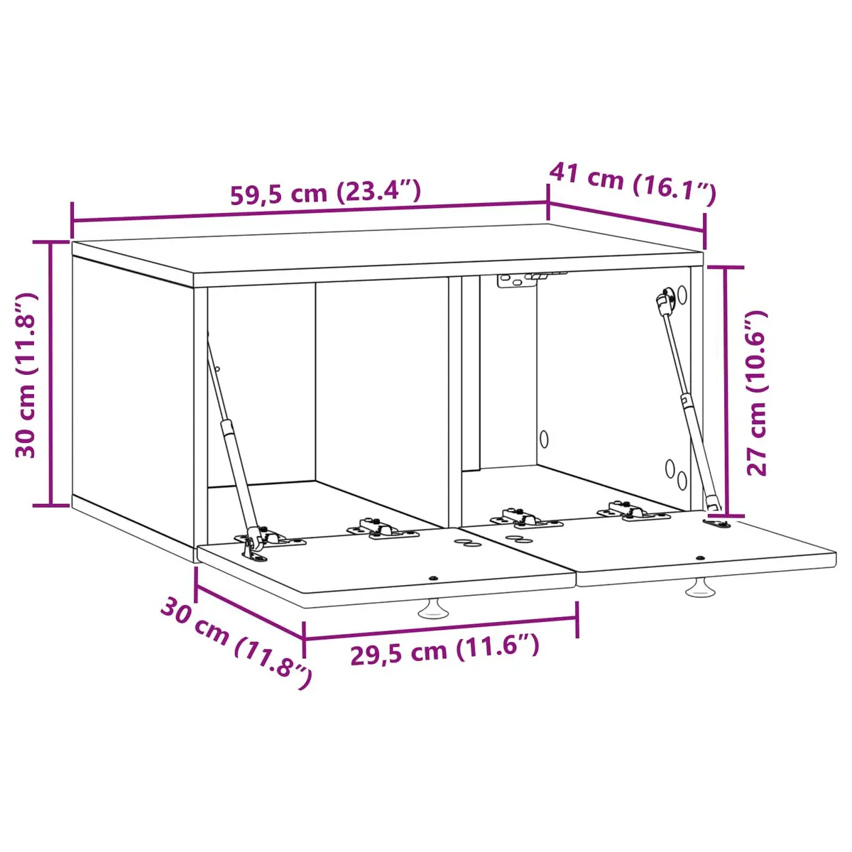 Wall-Mounted TV Cabinet Engineered Wood 59.5 x 41 x 30 cm White Modern Living Room Storage