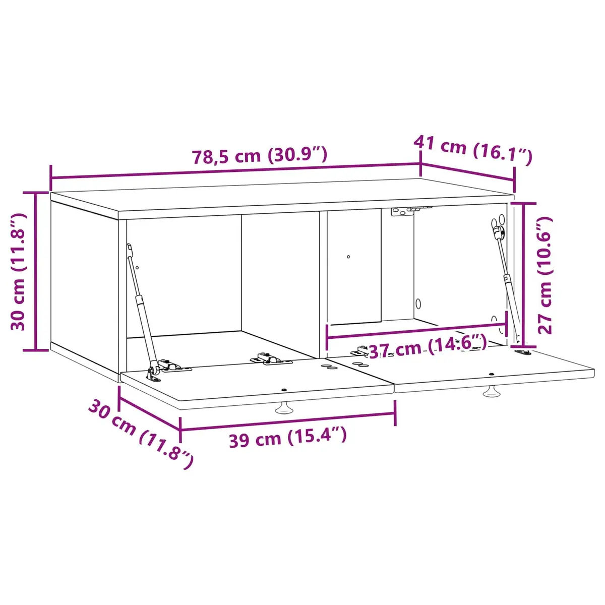 Wall-Mounted TV Cabinet Engineered Wood 78.5cm White Storage Unit