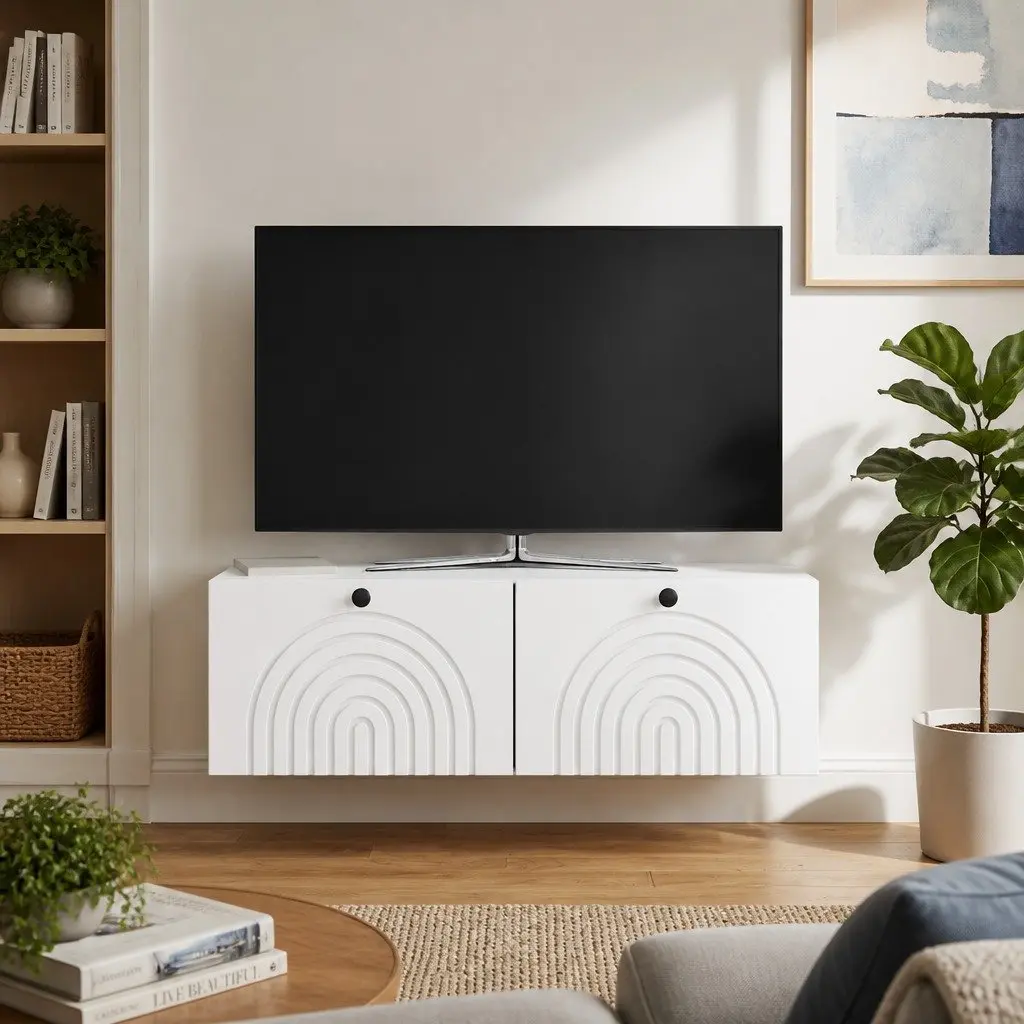 Wall-Mounted TV Cabinet White 99 x 41 x 30 cm Engineered Wood Storage Unit