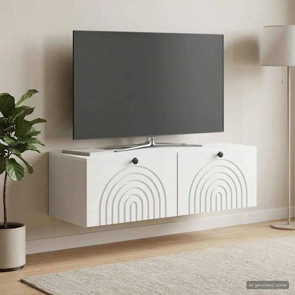 Wall-Mounted TV Cabinet White 99 x 41 x 30 cm Engineered Wood Storage Unit
