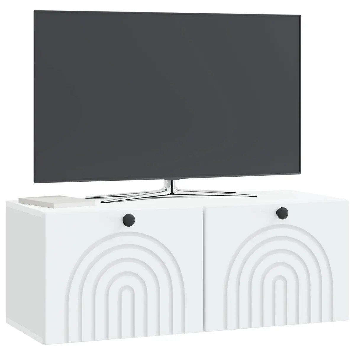 White TV Cabinet Engineered Wood Wall-Mounted Storage Unit 78.5 x 31 x 30 cm Living Room