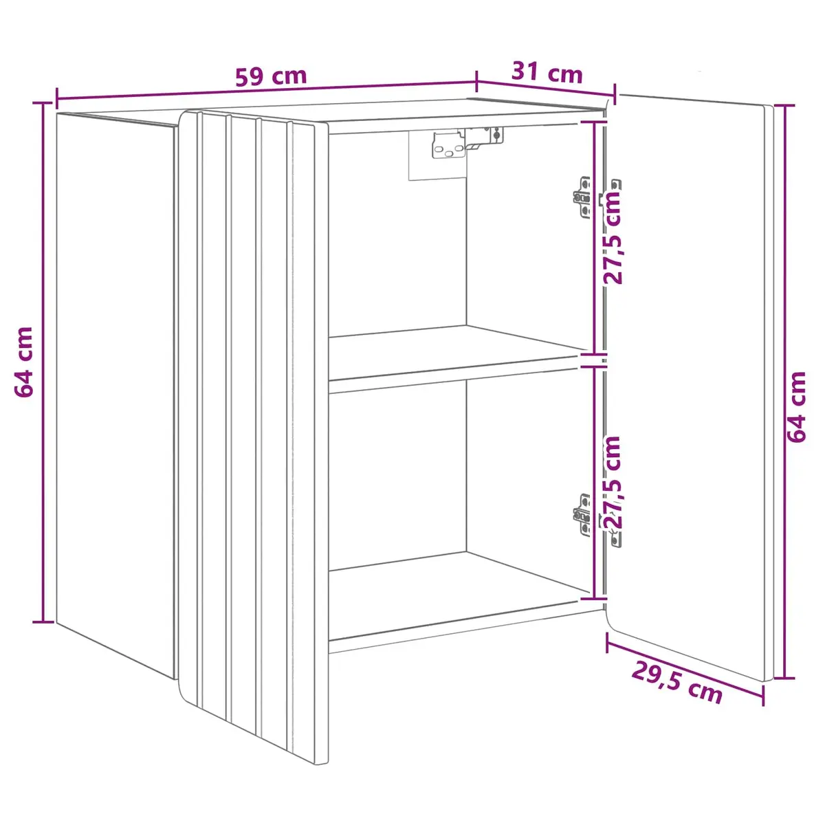 Wall-Mounted Cabinet Engineered Wood White 59x31x64cm with Swing Doors