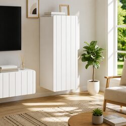 Wall-Mounted Storage Cabinet White 33 x 34.5 x 94 cm Engineered Wood Shelves